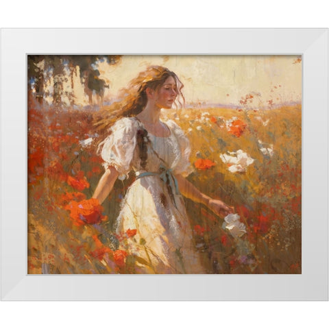 Poppies I White Modern Wood Framed Art Print by Wiley, Marta