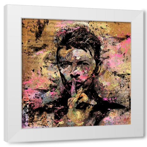 David Bowie I White Modern Wood Framed Art Print by Wiley, Marta