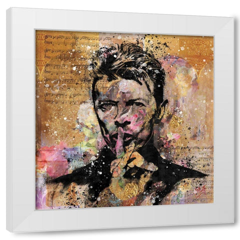 David Bowie III White Modern Wood Framed Art Print by Wiley, Marta