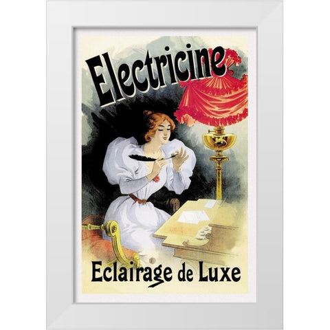 Electricine - Eclairage de Luxe White Modern Wood Framed Art Print by Cheret, Jules