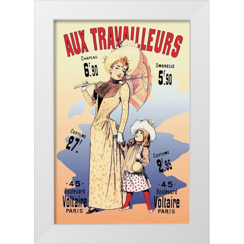 Aux Travailleurs White Modern Wood Framed Art Print by Choubrac, Alfred