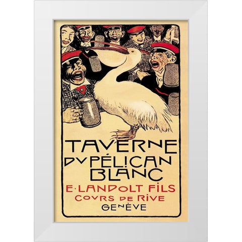 Taverne du Pelican Blanc, 1893 White Modern Wood Framed Art Print by Forestier, Henry-Claudius