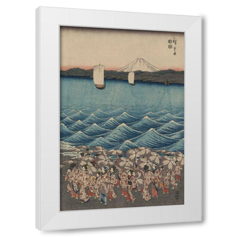 Opening celebration of Benzaiten Shrine at Enoshima in Soshu.  White Modern Wood Framed Art Print by Hiroshige, Ando
