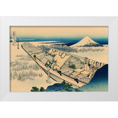 Ushibori in Hitachi Province, 1830 White Modern Wood Framed Art Print by Hokusai