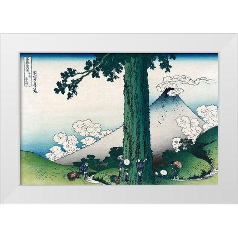 Mishima Pass in Kai Province, 1830 White Modern Wood Framed Art Print by Hokusai