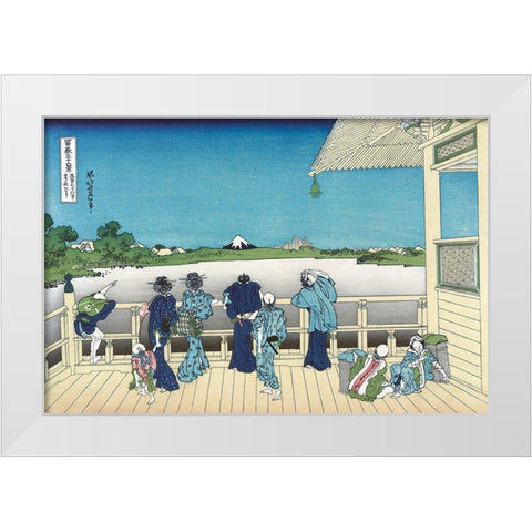 Sazai Hall - 500 Rakanji Temple, 1830 White Modern Wood Framed Art Print by Hokusai