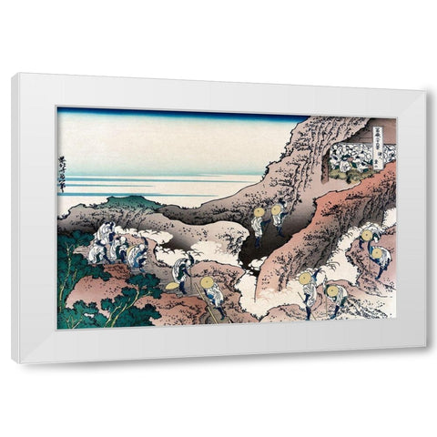 Climbing Mt. Fuji, 1830 White Modern Wood Framed Art Print by Hokusai