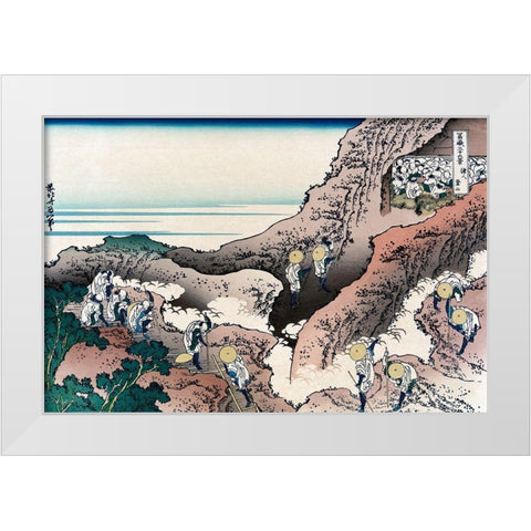 Climbing Mt. Fuji, 1830 White Modern Wood Framed Art Print by Hokusai