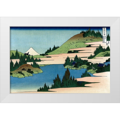 Lake of Hakone in Sagami Province, 1830 White Modern Wood Framed Art Print by Hokusai