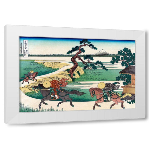 Village of Sekiya at Sumida River, 1830 White Modern Wood Framed Art Print by Hokusai