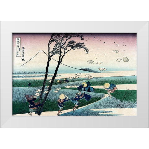 Ejiri in Suruga Province, 1830 White Modern Wood Framed Art Print by Hokusai