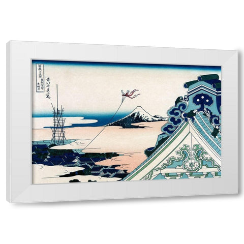 Asakusa Honganji Temple in the Eastern Capital, Edo, 1830 White Modern Wood Framed Art Print by Hokusai