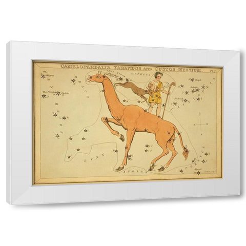 Camelopardalis, Tarandus and Custos Messium, 1825 White Modern Wood Framed Art Print by Aspin, Jehoshaphat
