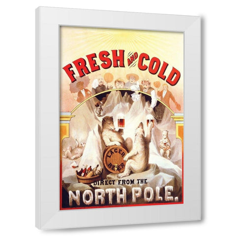 Fresh and Cold - Direct from the North Pole, 1877 White Modern Wood Framed Art Print by Klemm, F.