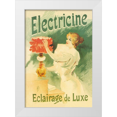Electricine, Luxury Lighting, 1895 White Modern Wood Framed Art Print by Lefevre, Lucien