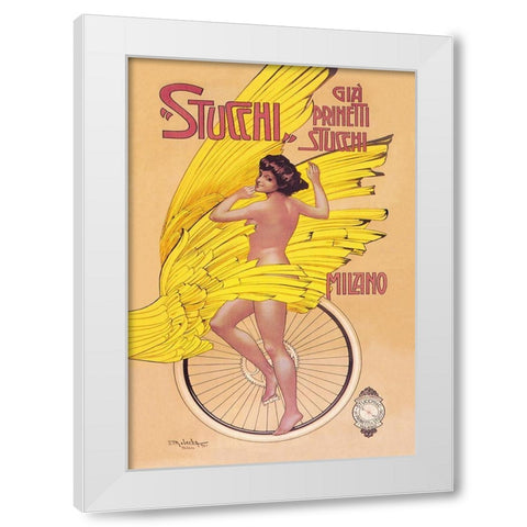 Stucchi Bicycles White Modern Wood Framed Art Print by Malerba, Gian Emilio