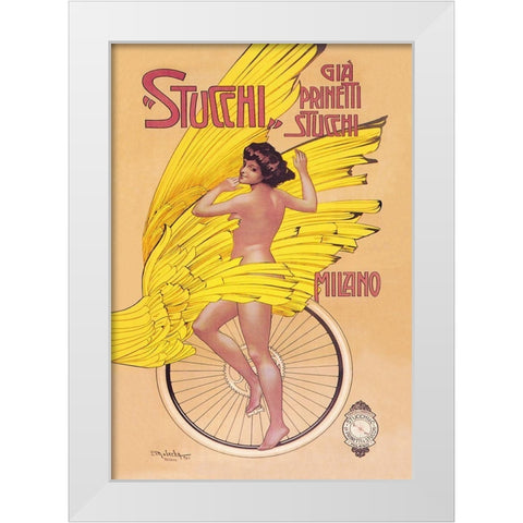 Stucchi Bicycles White Modern Wood Framed Art Print by Malerba, Gian Emilio