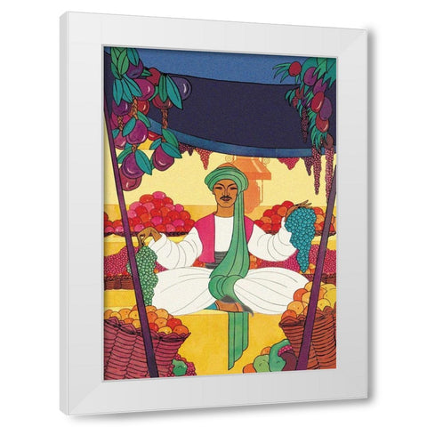 Afghanistan - The Bazaar Fruit-Seller, 1925 White Modern Wood Framed Art Print by McIntosh, Frank