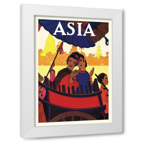 Burma-The Golden Landscape with Title, 1925 White Modern Wood Framed Art Print by McIntosh, Frank