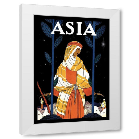 Palestine - Starlight with Title, 1925 White Modern Wood Framed Art Print by McIntosh, Frank