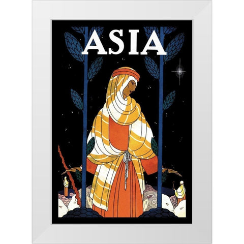 Palestine - Starlight with Title, 1925 White Modern Wood Framed Art Print by McIntosh, Frank