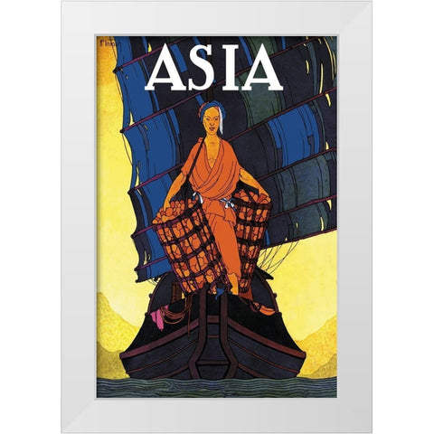 Chin Cargoes - with Title, 1925 White Modern Wood Framed Art Print by McIntosh, Frank