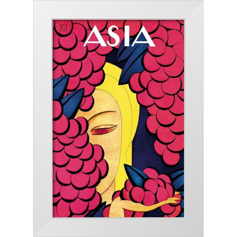 Persian Low Hanging Grapes with Title, 1926 White Modern Wood Framed Art Print by McIntosh, Frank