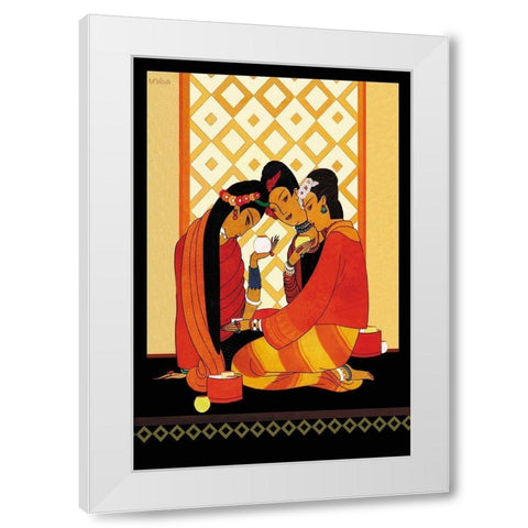 Burma-Gossip, 1926 White Modern Wood Framed Art Print by McIntosh, Frank
