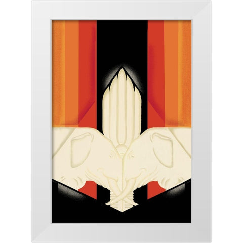 The Ivory Elephants, 1927 White Modern Wood Framed Art Print by McIntosh, Frank