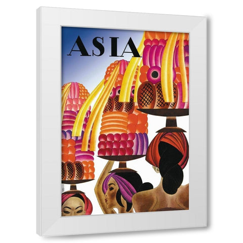 The Balinese Go Templewards with Title, 1931 White Modern Wood Framed Art Print by McIntosh, Frank