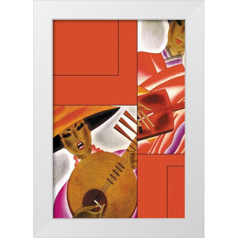 Japanese Instrument Player, 1931 White Modern Wood Framed Art Print by McIntosh, Frank