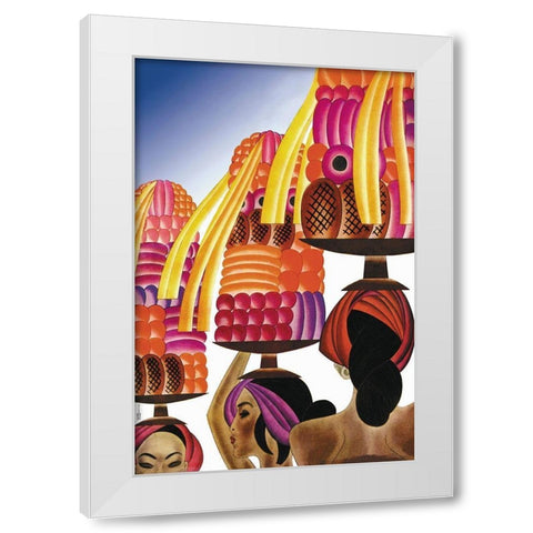 The Balinese Go Templewards, 1931 White Modern Wood Framed Art Print by McIntosh, Frank