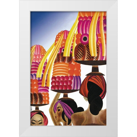 The Balinese Go Templewards, 1931 White Modern Wood Framed Art Print by McIntosh, Frank