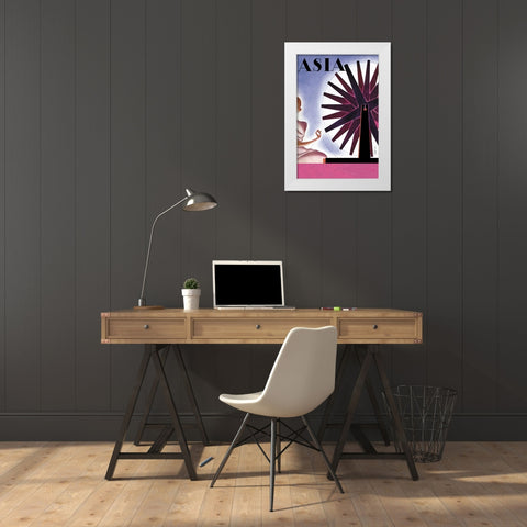 Indias Symbolic Wheel with Title, 1932 White Modern Wood Framed Art Print by McIntosh, Frank