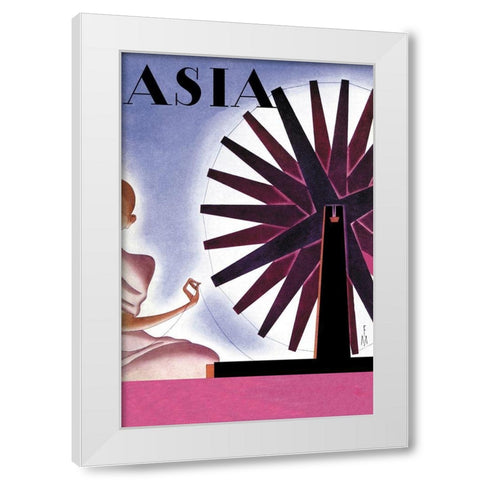 Indias Symbolic Wheel with Title, 1932 White Modern Wood Framed Art Print by McIntosh, Frank