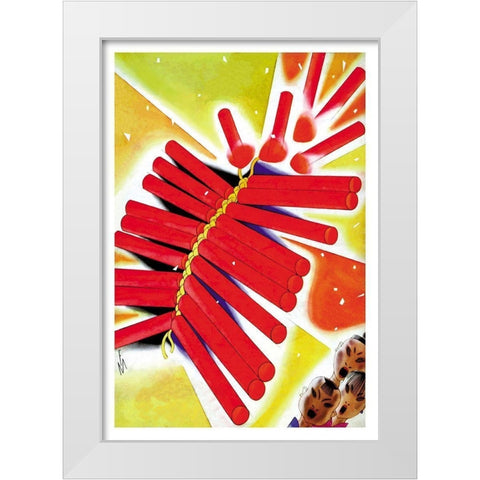 Chinese Fire Crackers, 1932 White Modern Wood Framed Art Print by McIntosh, Frank