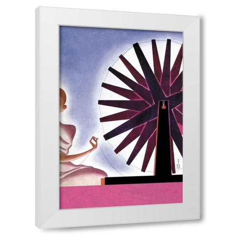 Indias Symbolic Wheel, 1932 White Modern Wood Framed Art Print by McIntosh, Frank