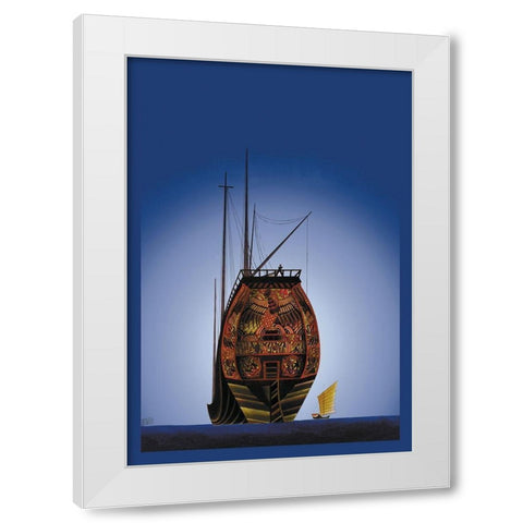 Chinese Junks, 1934 White Modern Wood Framed Art Print by McIntosh, Frank