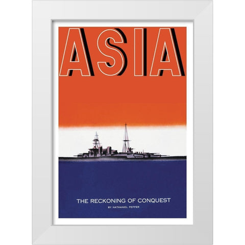 Defender of the Seas with Title, 1935 White Modern Wood Framed Art Print by McIntosh, Frank