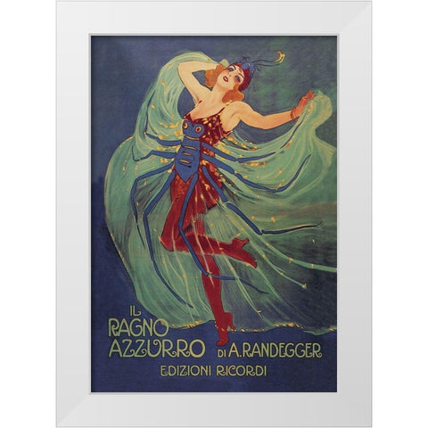 Il Ragno Azzurro (The Blue Spider), 1912 White Modern Wood Framed Art Print by Metlicovitz, Leopoldo
