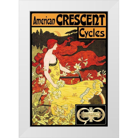 American Crescent Cycles, 1901 White Modern Wood Framed Art Print by Ramsdell, Fred