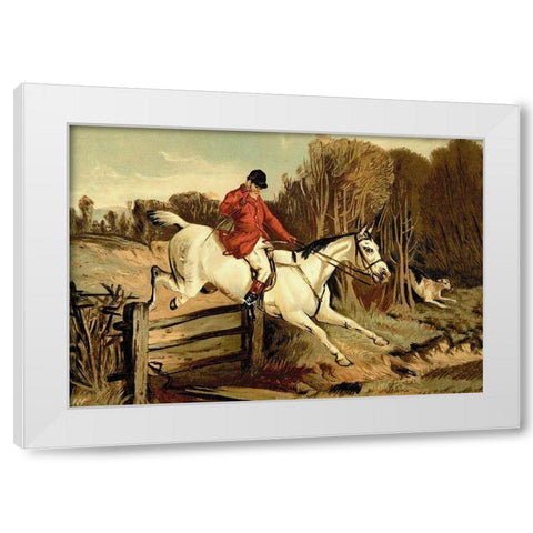 Full Cry, 1900 White Modern Wood Framed Art Print by Sidney, Samuel