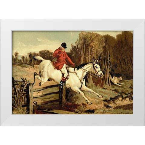 Full Cry, 1900 White Modern Wood Framed Art Print by Sidney, Samuel