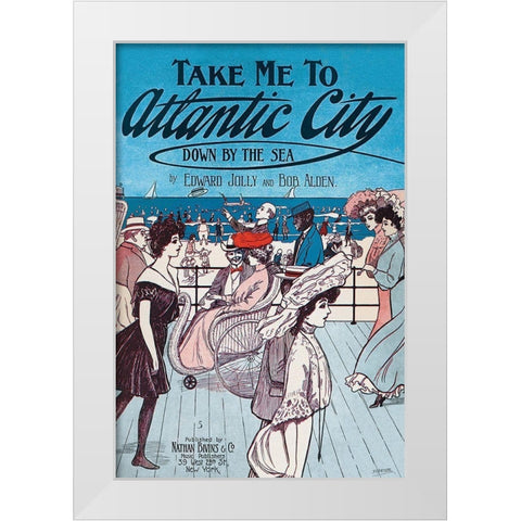 Take Me to Atlantic City White Modern Wood Framed Art Print by Starmer