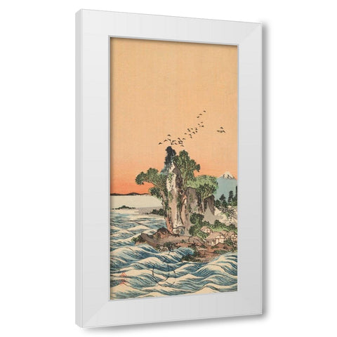 View of Shichirigahama, 1880 White Modern Wood Framed Art Print by Tani, Buncho