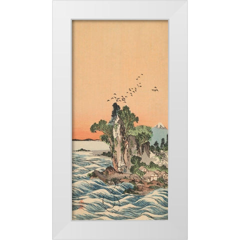 View of Shichirigahama, 1880 White Modern Wood Framed Art Print by Tani, Buncho