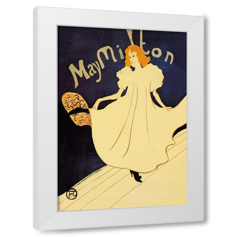 May Milton on Stage White Modern Wood Framed Art Print by Toulouse-Lautrec, Henri