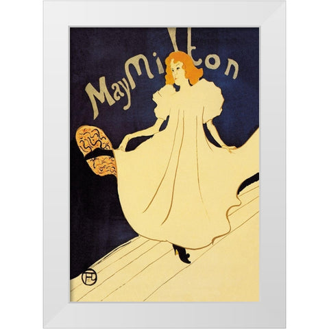May Milton on Stage White Modern Wood Framed Art Print by Toulouse-Lautrec, Henri
