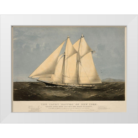 The Yacht Sappho of New York, 1869 White Modern Wood Framed Art Print by Unknown