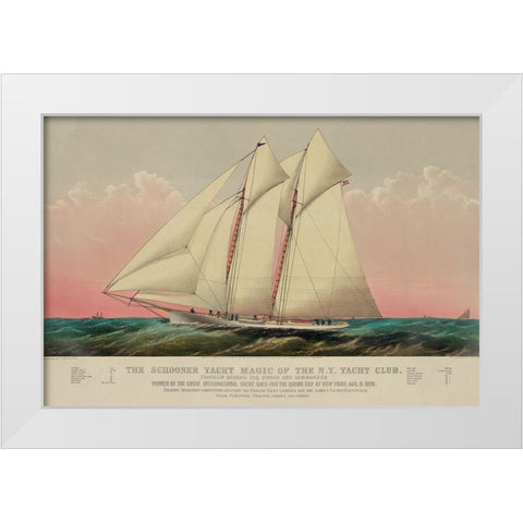 The Schooner yacht magic of the N.Y. Yacht Club, 1870 White Modern Wood Framed Art Print by Unknown